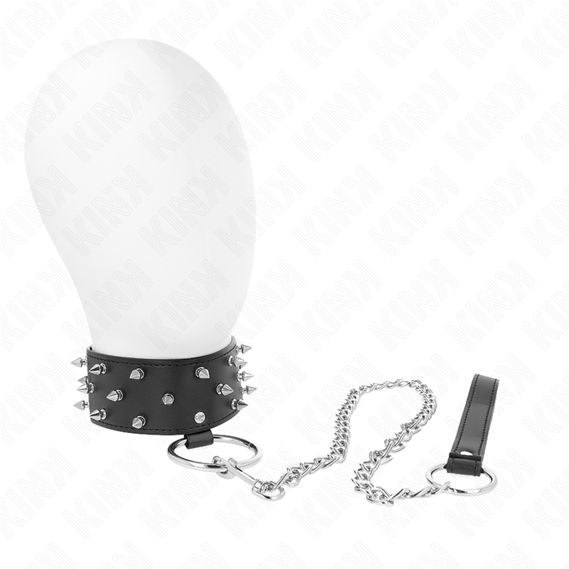 Colar KINK com Trela Prata e Pregos, Ajustável para BDSM