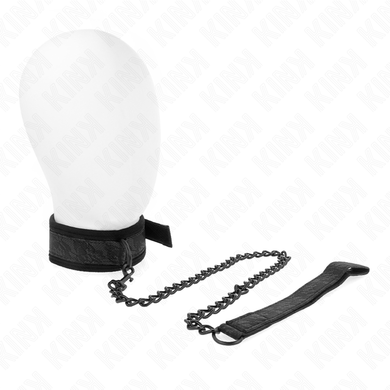 Colar KINK Básico com Trela Ajustável para BDSM, exibindo materiais premium e design elegante.