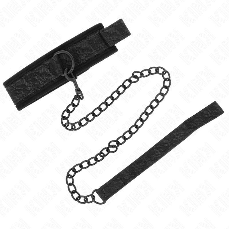 Colar KINK Básico com Trela Ajustável para BDSM, exibindo materiais premium e design elegante.