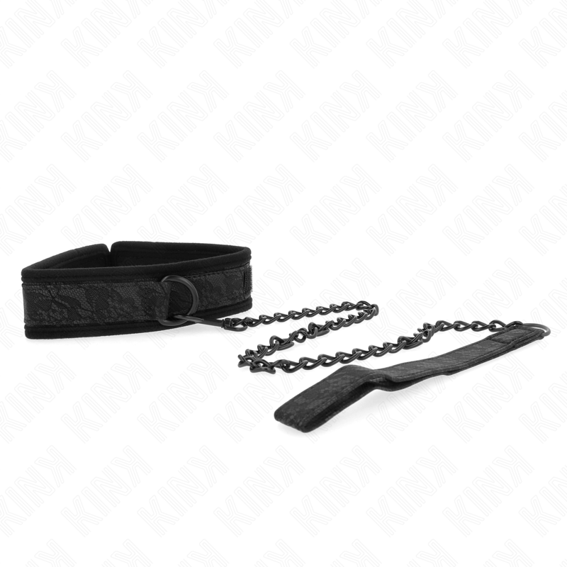 Colar KINK Básico com Trela Ajustável para BDSM, exibindo materiais premium e design elegante.
