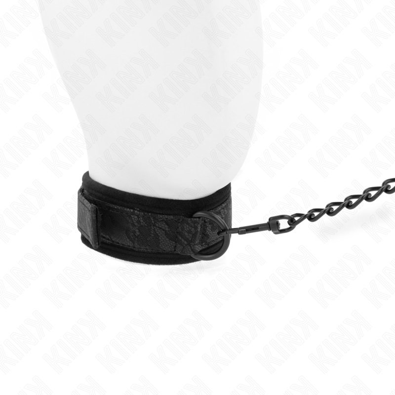 Colar KINK Básico com Trela Ajustável para BDSM, exibindo materiais premium e design elegante.