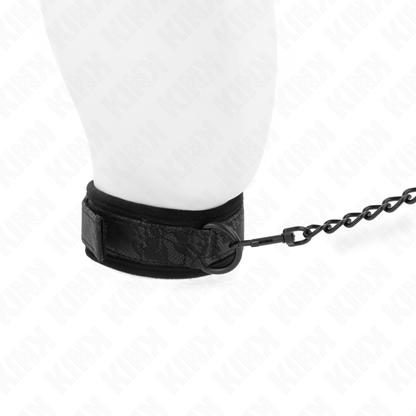 Colar KINK Básico com Trela Ajustável para BDSM, exibindo materiais premium e design elegante.