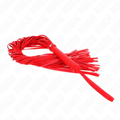 Chicote PVC Macio Vermelho KINK 70 CM com detalhes da textura e punho.