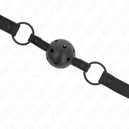 KINK Mordaça Ball Gag com bola de neoprene 4,5cm ajustável para jogos BDSM