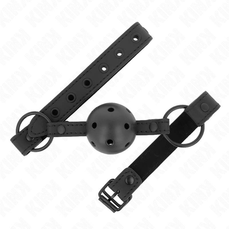 KINK Mordaça Ball Gag com bola de neoprene 4,5cm ajustável para jogos BDSM