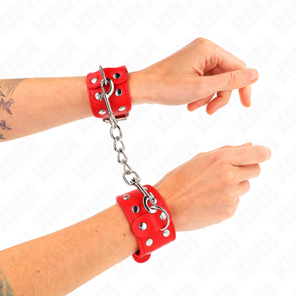 PULSEIRAS COM LINHA DUPLA DE PREGOS AJUSTÁVEIS VERMELHO