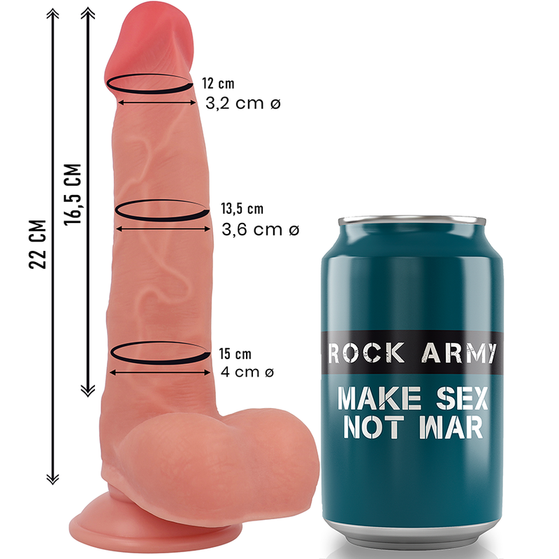 ROCKARMY Vibrador Dildo Realista RANGER Silicone Líquido 22cm com ventosa