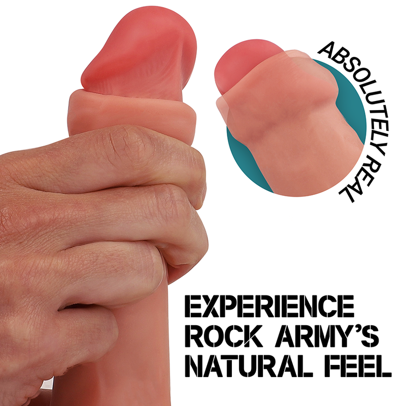 ROCKARMY Vibrador Dildo Realista RANGER Silicone Líquido 22cm com ventosa