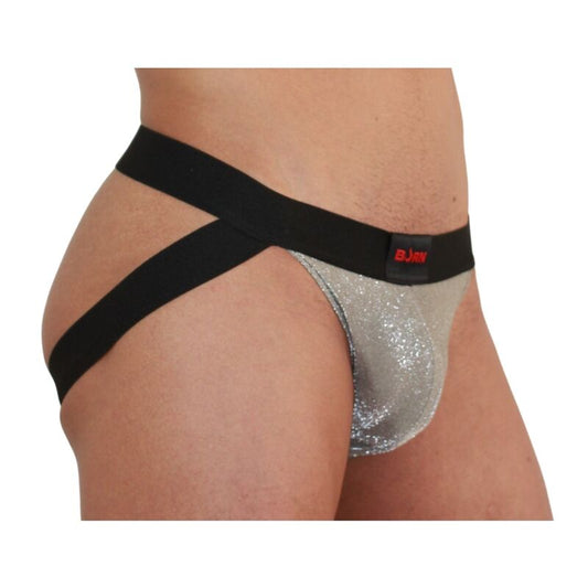 Jockstrap Sensual Bege Brilhante e Preto