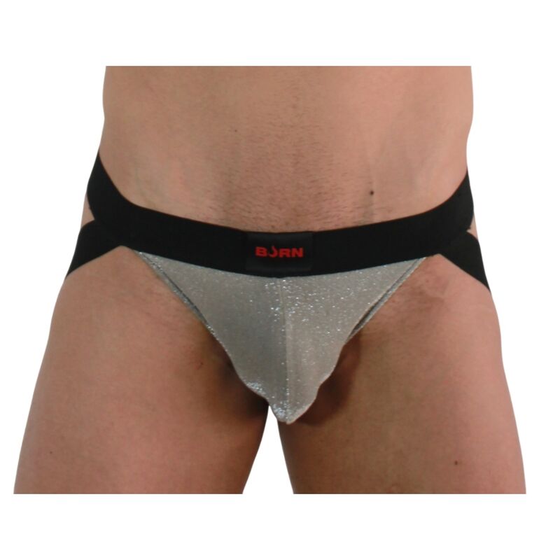 Jockstrap Sensual Bege Brilhante e Preto