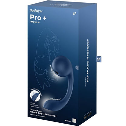 Satisfyer Pro+ Wave 4 Vibrador de Ponto G e Clitóris com App em Azul Escuro.