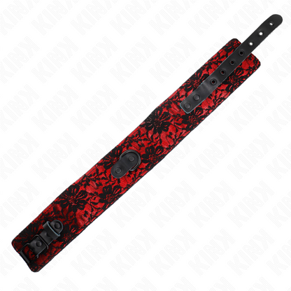 Detalhe do Colar de Renda KINK com Cinto de Couro Real, ajustável e elegante para BDSM.