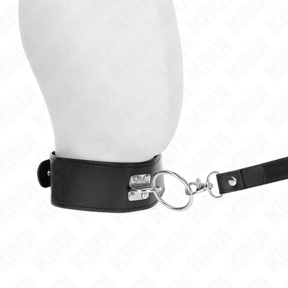Colar estuddado KINK de 116 cm com alça de couro 50x5 cm, ideal para jogos BDSM de domínio e submissão.