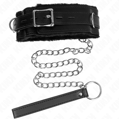 Close-up of the KINK Colar Com Trela Restrições Preto 65cm Ajustável 36-42cm showing its elegant design and durable materials.