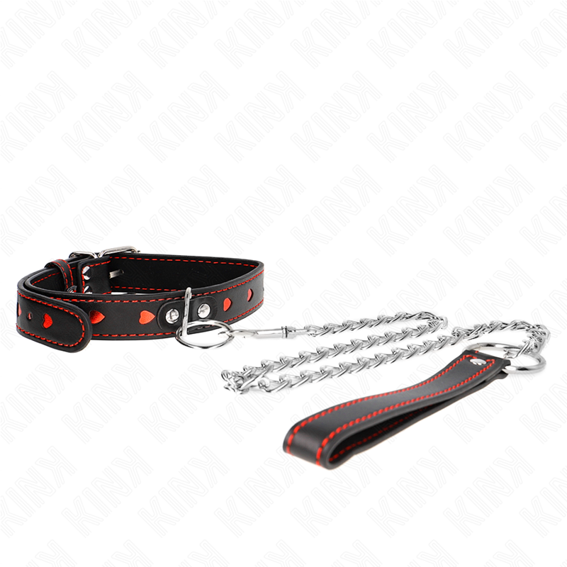 Colar BDSM KINK com Trela e Detalhes Coração, mostrando o design elegante e os materiais de alta qualidade.