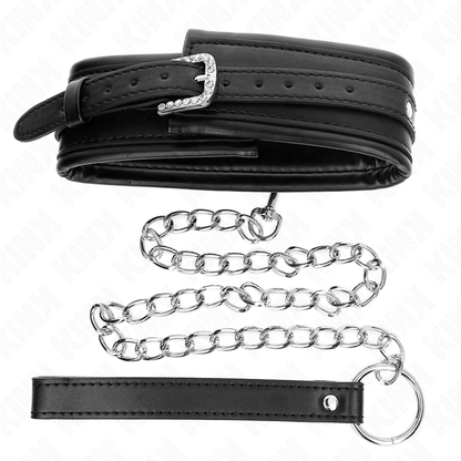 KINK Coleira e Trela BDSM com Fivela Brilhante para jogos de controlo e submissão.
