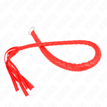 Chicote de serpente KINK vermelho com anel de mão para jogos BDSM.