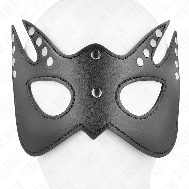KINK Máscara Facial com Rebites Ajustável para jogos BDSM e role-play.