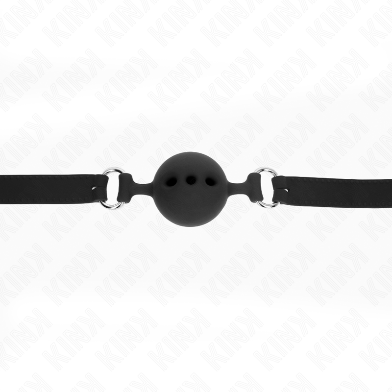 Mordaça Completa de Silicone KINK com bola de 5cm preta, ajustável para BDSM.