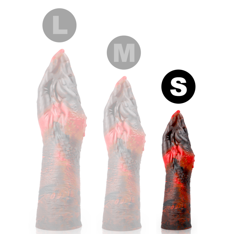 Close-up do Dildo EPIC Lilith Demónio, mostrando sua textura de silicone realista e detalhes do design.