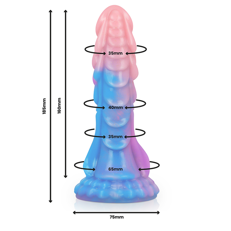 Dildo EPIC Ashtar com design humanoide extraterrestre, feito de silicone líquido.