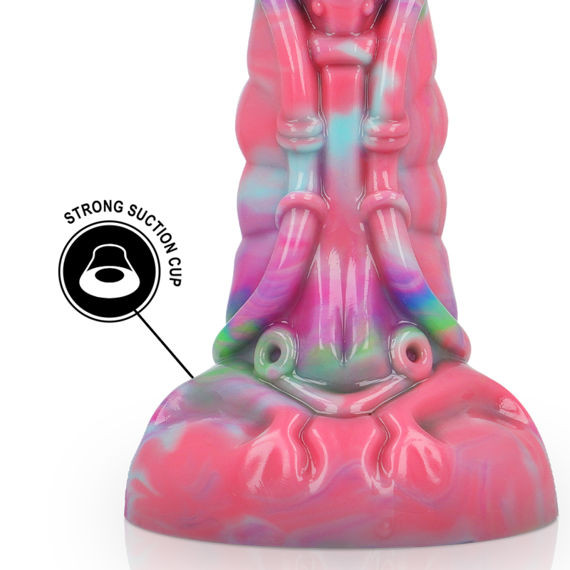 Close-up do Dildo EPIC Sidhe em silicone líquido, mostrando detalhes e textura.