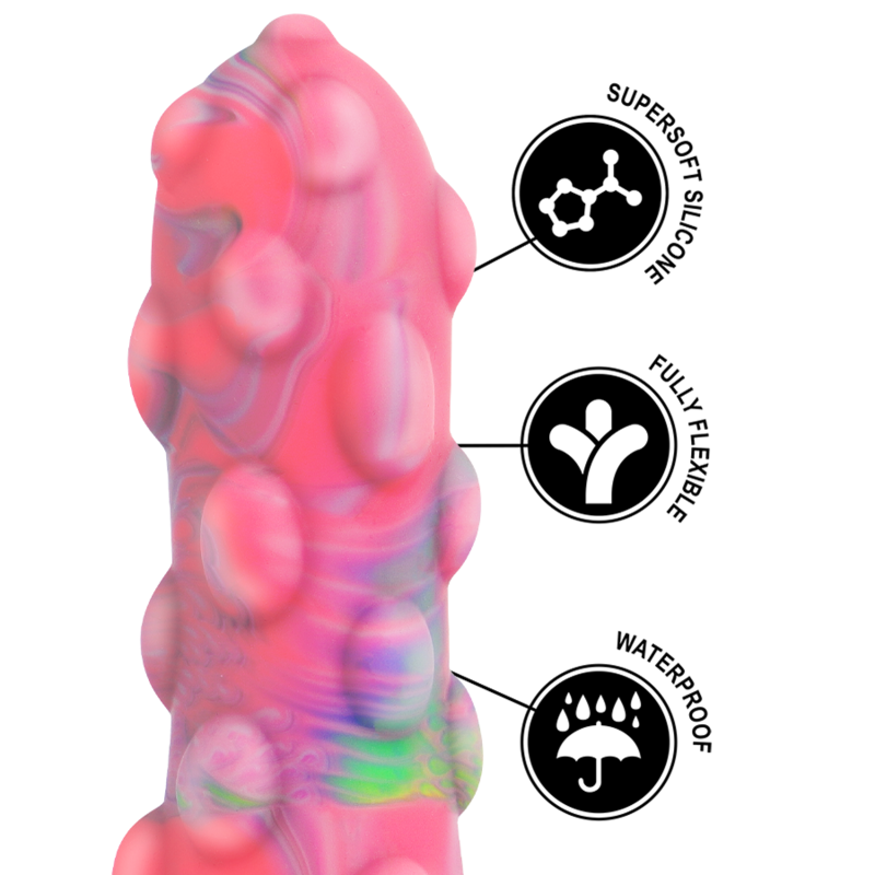 Dildo EPIC Nixie de silicone líquido com base de sucção, mostrando seu design elegante e textura suave.