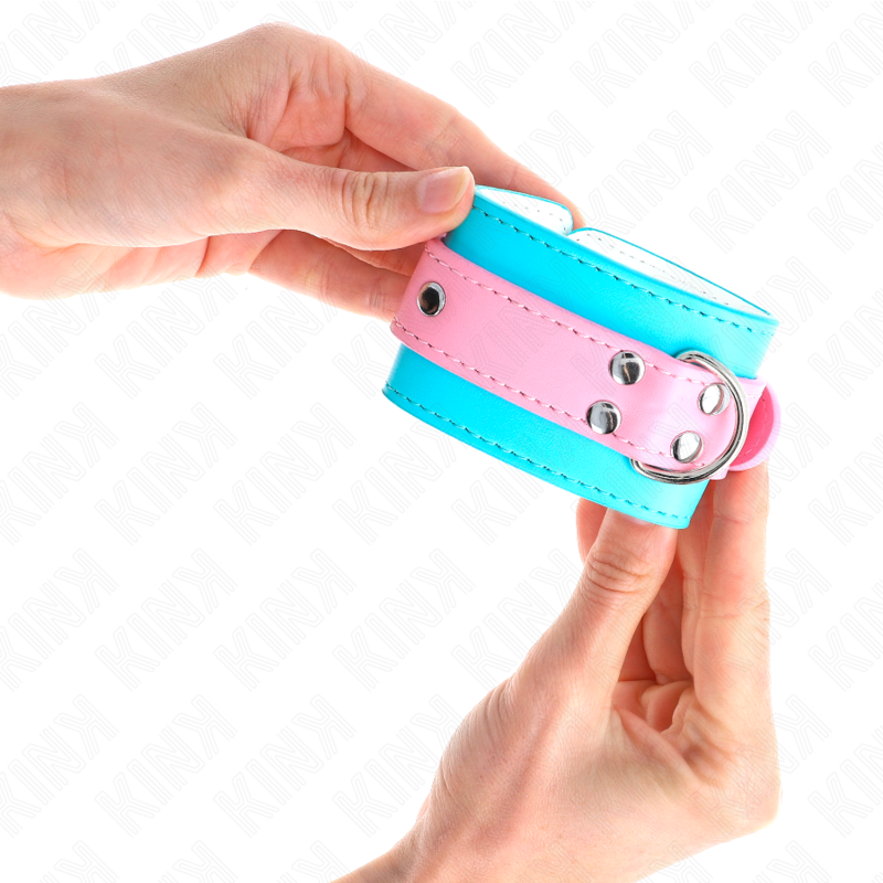 Pulseira KINK Bonito Ajustável Azul/Rosa para sessões BDSM, com design confortável e seguro.