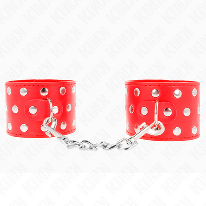 Retenções de Pulso com Rebites Vermelho Ajustável 19-24cm