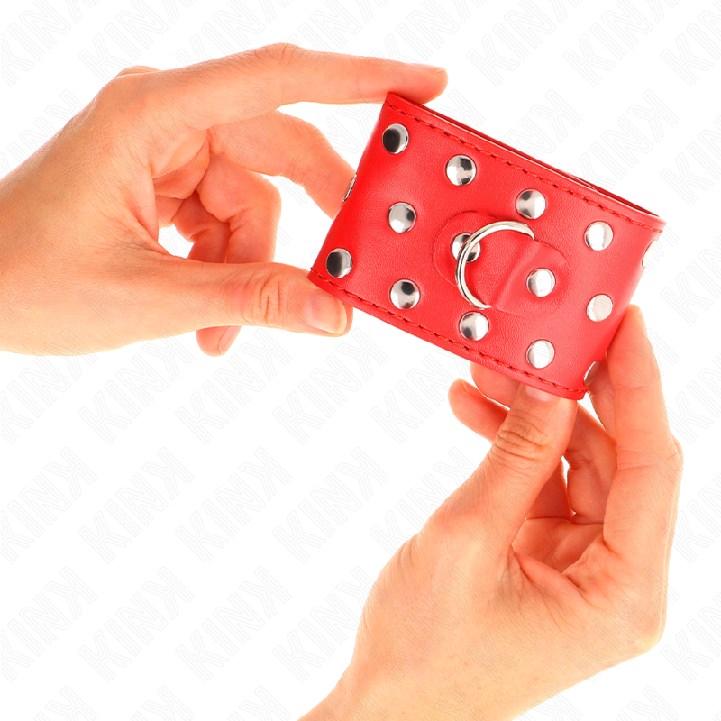 Retenções de Pulso com Rebites Vermelho Ajustável 19-24cm