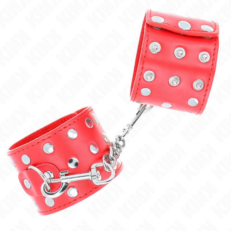 Retenções de Pulso com Rebites Vermelho Ajustável 19-24cm
