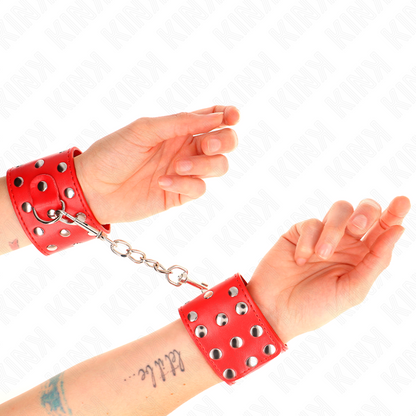 Retenções de Pulso com Rebites Vermelho Ajustável 19-24cm