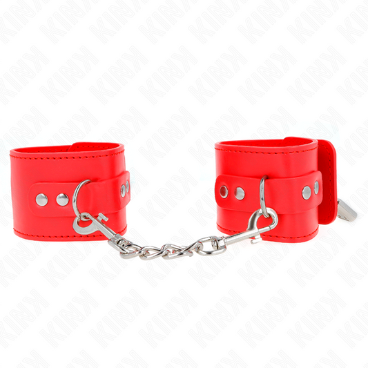 KINK Punhos BDSM Vermelhos Ajustáveis com Cadeado para Contenção