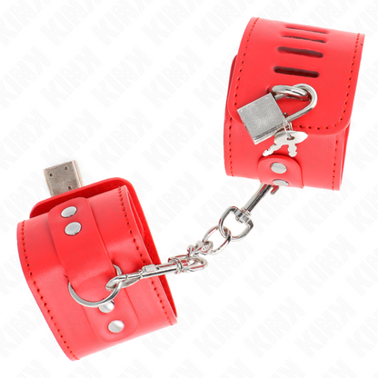 KINK Punhos BDSM Vermelhos Ajustáveis com Cadeado para Contenção