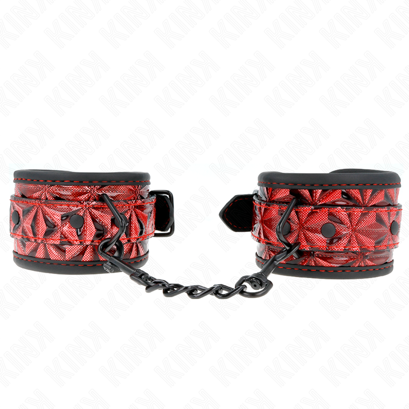 Close-up da Pulseira KINK Padrão Diamante Vermelho Escuro Ajustável, mostrando o seu design e fecho.