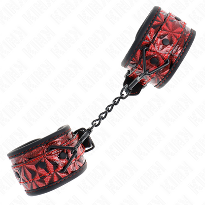 Close-up da Pulseira KINK Padrão Diamante Vermelho Escuro Ajustável, mostrando o seu design e fecho.