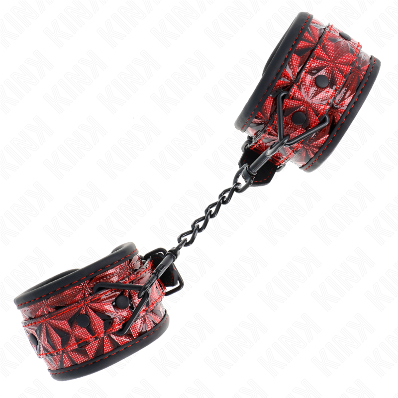 Close-up da Pulseira KINK Padrão Diamante Vermelho Escuro Ajustável, mostrando o seu design e fecho.