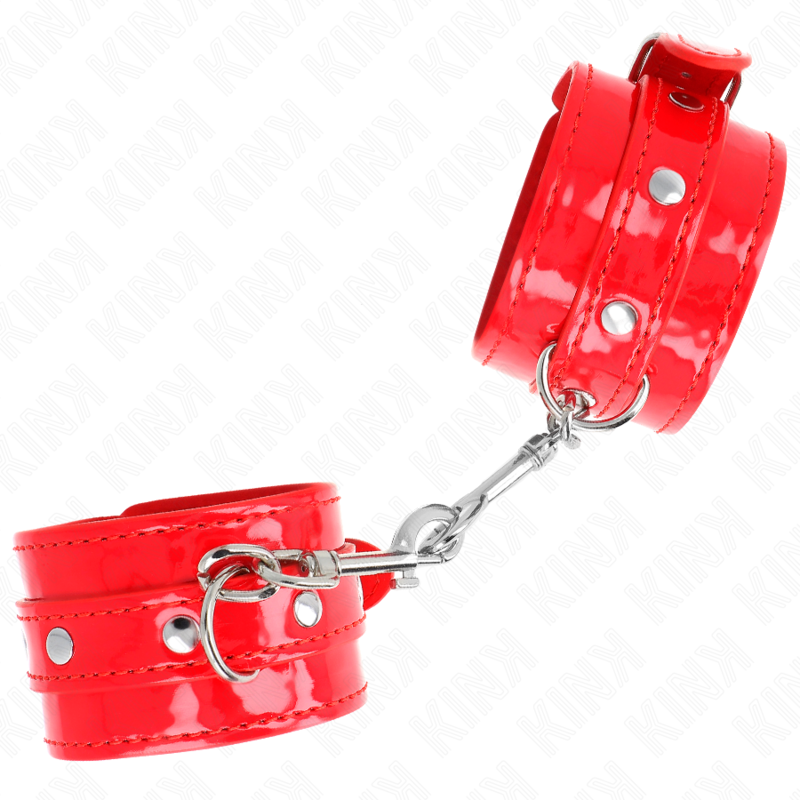 KINK Algemas de Mão Brilhantes Vermelhas Ajustáveis (23-33 cm) para BDSM