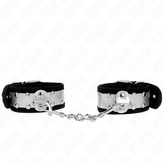 Close-up da KINK Pulseira Fina de Pulso Preto/Prata mostrando seu design elegante e textura
