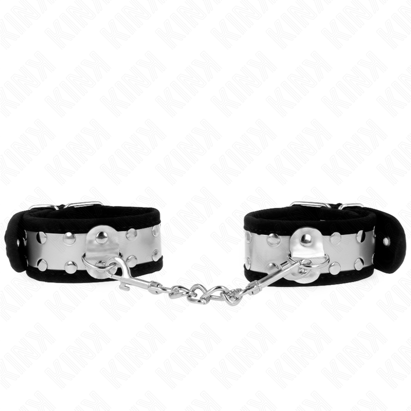 Close-up da KINK Pulseira Fina de Pulso Preto/Prata mostrando seu design elegante e textura