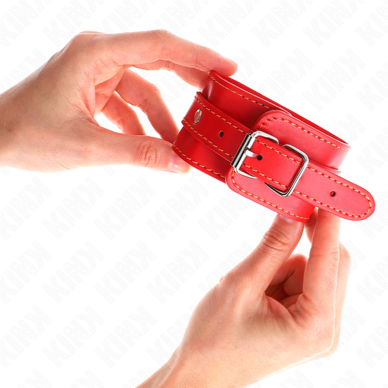 KINK Pulseira de Pulso Fina Vermelha Ajustável, ideal para sessões BDSM e jogos de controlo.