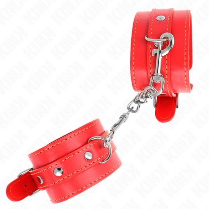 KINK Pulseira de Pulso Fina Vermelha Ajustável, ideal para sessões BDSM e jogos de controlo.