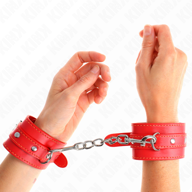 KINK Pulseira de Pulso Fina Vermelha Ajustável, ideal para sessões BDSM e jogos de controlo.