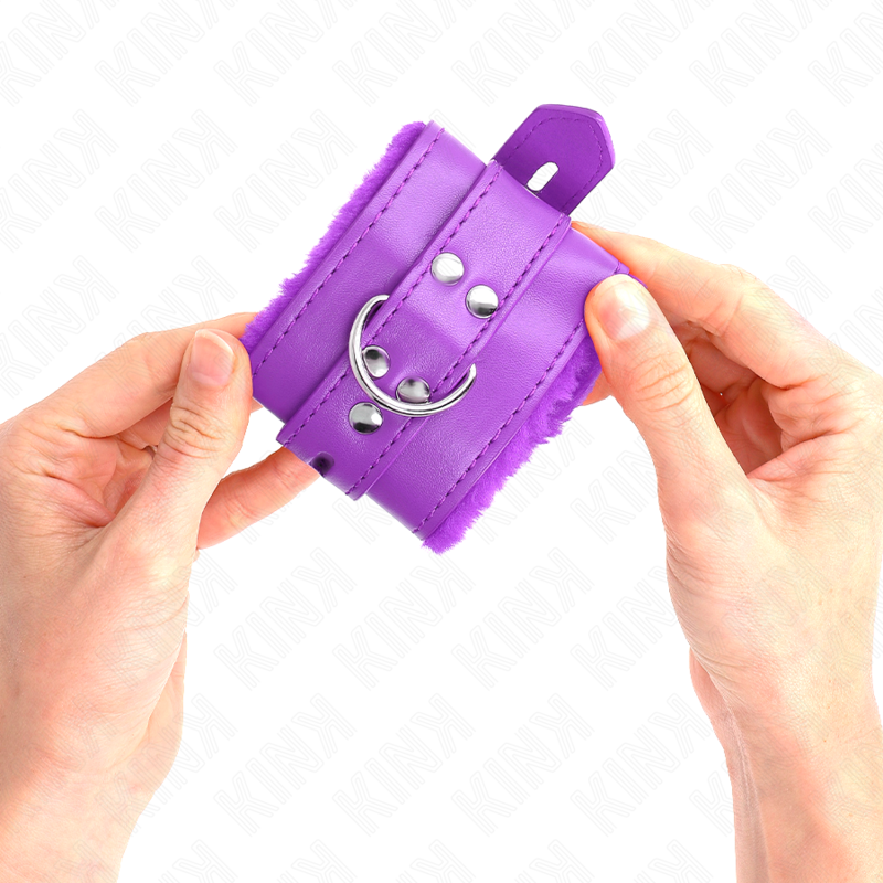 Pulseira de pulso KINK em pele roxa com furos quadrados e fecho ajustável