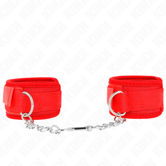 Detalhe dos Punhos de Neoprene KINK Vermelho 42x5 cm, mostrando o material macio e os fechos.