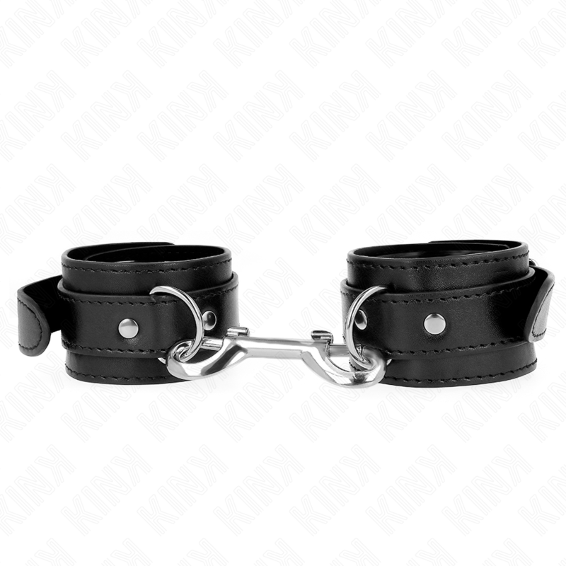 Retenções de Pulso KINK Linha Rebites Únicos Pretas Ajustáveis de 17-28cm x 5cm para BDSM.