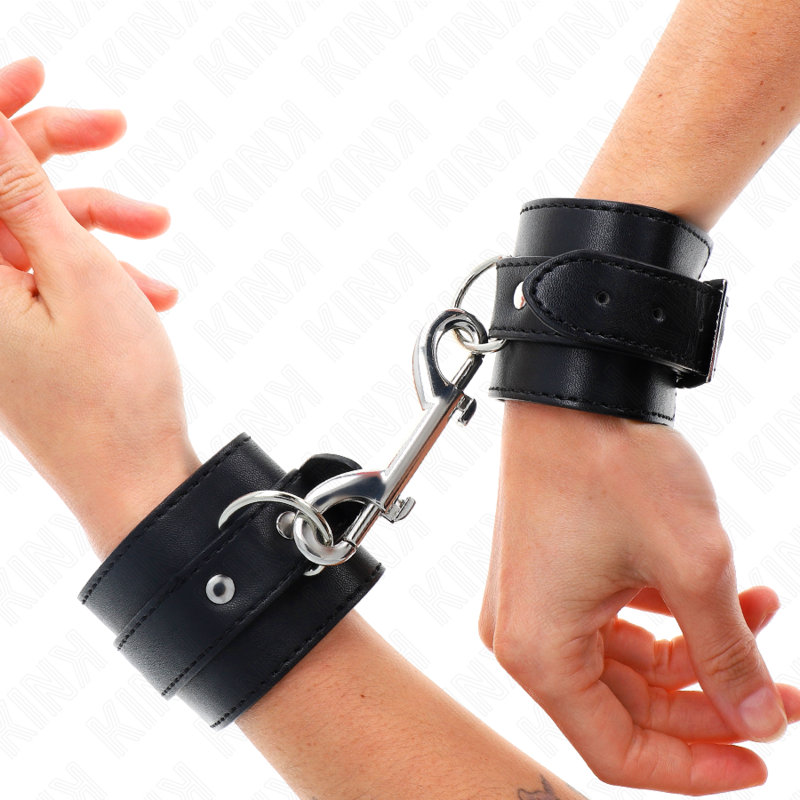 KINK Algemas de Pulso com Rebites e Fivela Preta Ajustável 17-28cm