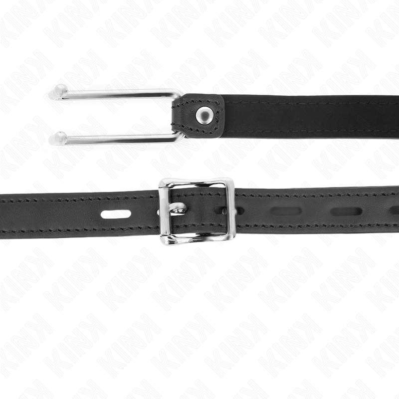 KINK Mordaça de Gancho de Metal 11,5cm com Alça de Couro Ajustável para BDSM