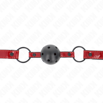 KINK Mordaça Bola Couro Brilhante 4,5 cm Ajustável para jogos BDSM