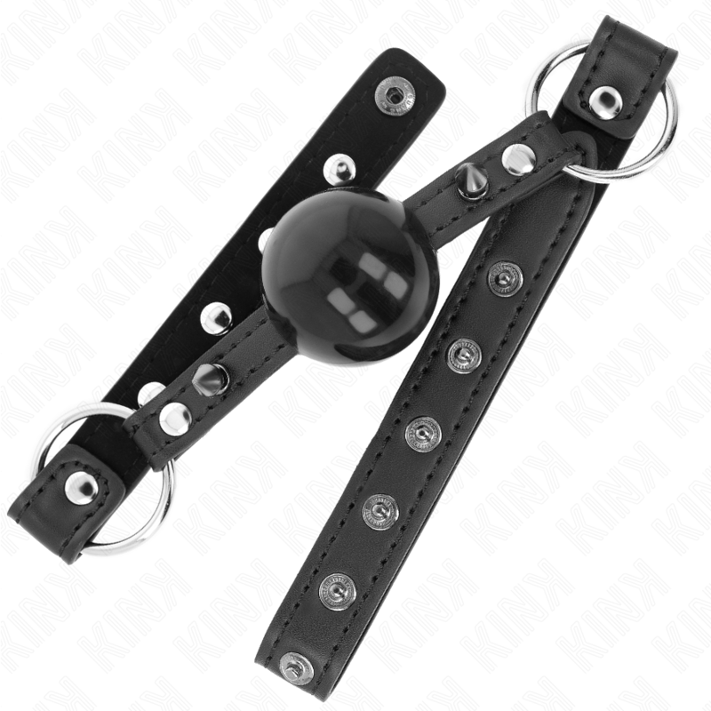Mordaça Bola KINK de 4cm com ponta rebite e fecho snap lock para BDSM.